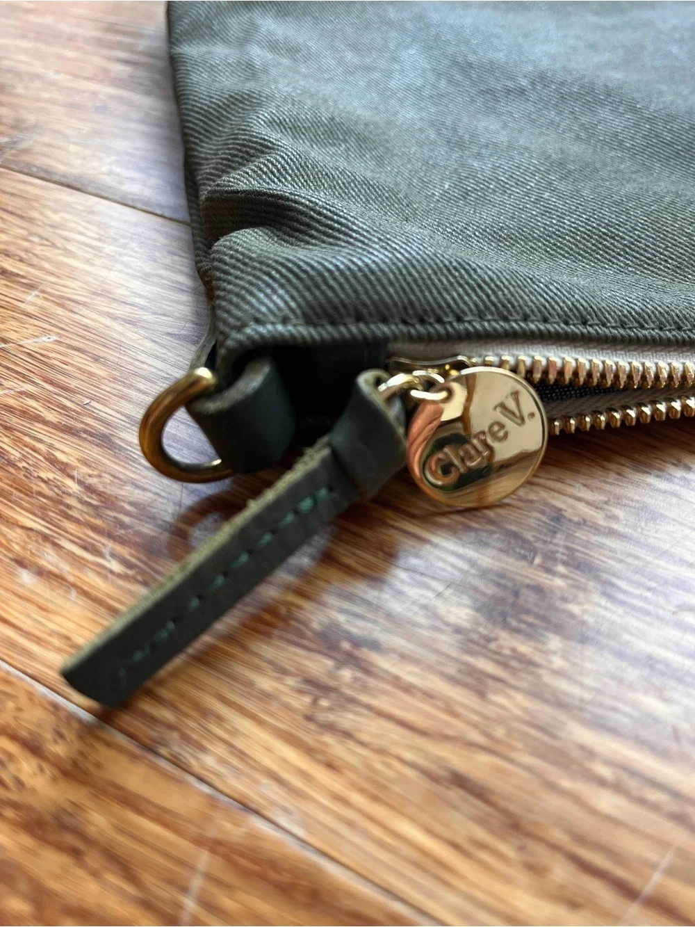 Clare V Waxed Cotton Canvas Attaché Bag Olive Green